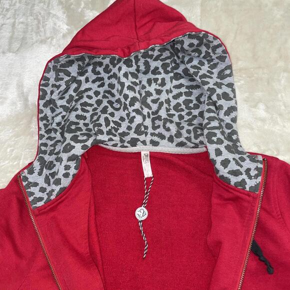 Crooks And Castles Women’s Leopard Print Full Zip Red Hoodie “F**k Wid Us” Sz M - Picture 8 of 15